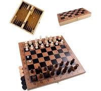 Jeu D'échecs En Bois 3 En 1 Pour Femme,Backgammon,Échiquier Pliable,Échiquier En Bois De Haute Qualité,Mallette Verrouillable,Set Chess 29x29cm
