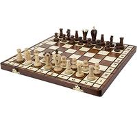 Jeu d'échecs en bois, artisanal, avec table en bois et pièces d'échecs faits à la main, idée cadeau (36 cm)