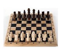 Engelhart - 150235 - Jeu d'Échecs en Bois de Bouleau - Echiquier Imprimé - Jeux de Société Classiques - 32 Pièces - Roi 77 mm - 30 x 30 x 3 cm - Débutants - 2 Joueurs - Dès 6 Ans