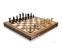 Jeu d'échecs en Bois de Tournoi Professionnel Haut de Gamme Master Of Chess. Échiquier incrusté d'acajou et sycomore / chêne / Noyer