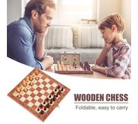 Jeu D'échecs En Bois, Jeu De Dames De Backgammon Pliable, Jeu D'échecs D'intérieur De Voyage, 24x24cm