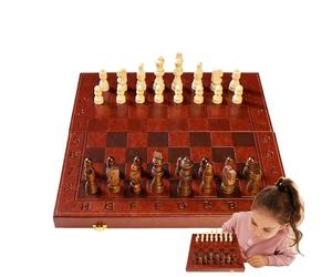 Jeu d'échecs en bois, jeu d'échecs de société, jeu d'échecs portable avec pièces - Jeux amusants pour toute la , échiquier pliable, jeu de puzzle pour adultes et bébés