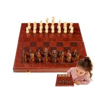 Jeu d'échecs en bois - Jeu d'échecs de voyage avec figurines d'échecs - Échiquier pliable - Jeu d'échecs pour débutants, enfants et adultes