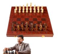 Jeu d'échecs en Bois, Jeu d'échecs en Bois, Jeu de société éducatif avec pièces, échiquier Pliant, Jouets de Jeu Amusants en Famille pour et Adultes
