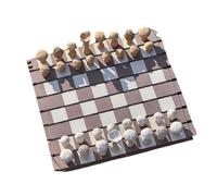 Jeu d'échecs en bois motif champignon sur le thème de la nature créatif et portable