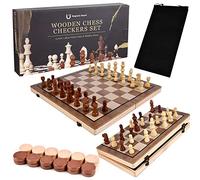 Jeu d'échecs en Bois pour Adulte, échiquier magnétique 2 en 1, échiquier en Bois de qualité supérieure, Jeu d'échecs Signature, échiquier en Bois pour débutant avec Plateau de Rangement Portable