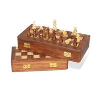 Jeu d'échecs en bois pour aveugles et basse vision - Grands carreaux tactiles et pièces à contraste élevé - Jeu de société pliable pour enfants et adultes - Design portable fait à la main - Idéal pour