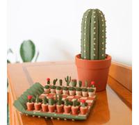Jeu d'échecs en forme de cactus - 21 cm - Portable et enroulable - Avec 32 pièces de plantes en pot - Convient pour les amateurs de plantes - Décoration de table d'intérieur (vert)