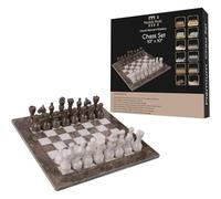 Jeu d'échecs en marbre fait à la main - Gris océan et blanc (25,4 x 25,4 cm) - Échiquier fantaisie pour adultes - Échiquier fantaisie de qualité supérieure