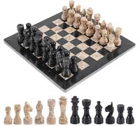 Jeu d'échecs en marbre Radicaln 12 Pouces Noir et Corail Ensemble d'extérieur Fait Main Contenant 1 échiquier et 32 pièces d'échecs Jeux à 2 Joueurs pour Adultes