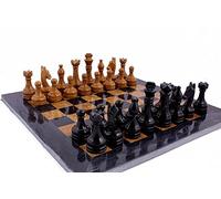 Jeu d'échecs Complet Radical 16 Pouces Fait à la Main en marbre Noir et doré Original fabriqué à la Main