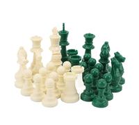Jeu d'échecs en plastique pondéré, Pièces vertes et blanches avec stabilité pour mouvements précis, Ensemble complet 32 pièces, for débutants familles et tournois en intérieur