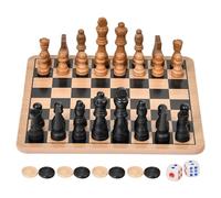 Jeu D'échecs Enfant - Jeu de Dames et Échecs | avec Planche en Bois Reversible pour Voyage Extérieur - Interactif Ludique pour Maison Extérieur Voyage Adultes