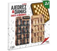 Jeu d'échecs et dames bois complet Cayro - blanco y negro - 40x40x4 cm