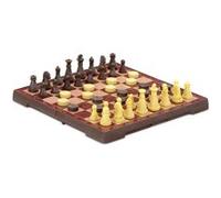 Jeu d'échecs et dames magnétique Beige G