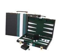 Jeu d'échecs Grand Jeu de Backgammon for Adultes et Enfants. Jeu de société Classique for 2 Joueurs. Étui en Cuir PU de qualité. echiquier(Groen,15inch)
