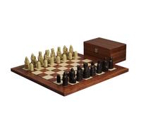 Jeu d'échecs Isle of Lewis avec II pièces d'échecs en résine ivoire et marron 8,9 cm avec échiquier en palissandre 50,8 cm