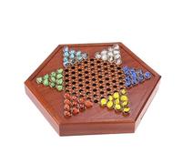 Jeu d'échecs Jeu de Dames Chinoises en Bois avec 72 Billes en Verre colorées en Forme de pétales (16 mm), Jeu de stratégie Classique echiquier(Glass Beads,36cm)