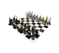 Jeu d'échecs Jeu d'échecs à Construire soi-même avec des Blocs de Construction : Chevalier d'or Contre Chevalier Squelette. Jeu éducatif Classique for Le développement cognitif. echiquier(04)