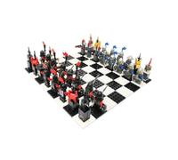 Jeu d'échecs Jeu d'échecs à Construire soi-même avec des Blocs de Construction : Chevalier d'or Contre Chevalier Squelette. Jeu éducatif Classique for Le développement cognitif. echiquier(02)
