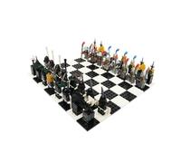 Jeu d'échecs Jeu d'échecs à Construire soi-même avec des Blocs de Construction : Chevalier d'or Contre Chevalier Squelette. Jeu éducatif Classique for Le développement cognitif. echiquier(03)