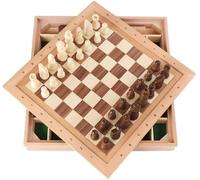 Jeu d'échecs, Jeu d'échecs en Bois, Jeux d'échecs de Voyage en Bois Faits à la Main avec emplacements de Rangement for Enfants et Adultes, Dames de Backgammon d'échecs 3 en 1