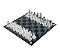 Jeu d'échecs Jeu d'échecs Portable en Verre, pièces givrées et Transparentes, Plateau en Cristal, Fond feutré, for Adultes et Adolescents, Cadeau éducatif for Le Jeu echiquier(25 * 25cm)