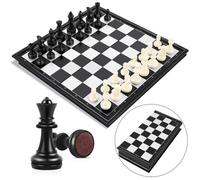 Jeu d'échecs-Jeu Echec-Echiquier Magnetique-Jeu Echec Voyage-Mini échecs-25 x 25 cm,Pliable,Noir et Blanc-pour Enfants et Adultes
