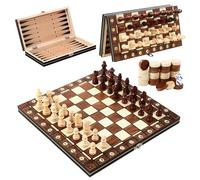Jeu d'échecs magnétique, échiquier en Bois 3 en 1, Jeu d echec 29 x 29 cm, Jeu echec Pliable, Jeux d'echec pour Enfants, idéal pour Les fêtes, Les activités familiales, idéal pour Les Voyages