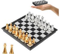 Jeu d'échecs magnétique, échiquier pliable, petit jeu d'échecs de voyage, pour enfants et adultes, noir et blanc, 13 x 13 cm, mini échecs pour fête de famille, voyage
