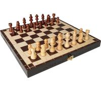 Jeu d'échecs magnétique en bois - 29 x 29 cm - Échiquier pliable - Pièces d'échecs - Jeu d'échecs pliable - Fêtes et activités familiales - Échecs de voyage - Enfants.