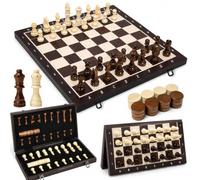 Jeu d'échecs magnétique en bois 29 x 29 cm | Jeu d'échecs en bois, jeu d'échecs en bois magnétique, backgammon, jeu d'échecs en bois de haute qualité, échecs
