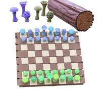 Jeu d'échecs magnétique en Bois Enroulable - Pièces en Forme de Champignons de la forêt, Jeu de société Portable sur Le thème de la Nature pour Adultes, Voyages et Camping, Design botanique créatif
