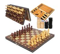 Jeu D'echecs Magnétique en Bois Ensemble D'échiquier Jeu D'échecs Pliable Portable 3 en 1 pour Enfants et Adultes