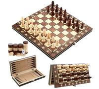 Jeu D'echecs Magnétique en Bois, Jeu echec 3 en 1, Pliable Portable Ensemble D'échiquier (29 cm x 29 cm), Jeu d'echec pour Enfants,Jeux d'échec Un Excellent Compagnon de Voyage.