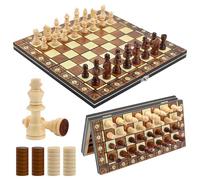 Jeu D'Échecs Magnétique, Jeu Echec Bois 3 en 1, 29 x 29 cm Pliable Portable Echiquier Magnetique avec Emplacements de Stockage, Chess Board Voyage pour la Famille Fête Voyages Jeux De Stratégie
