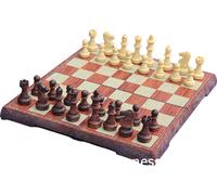 Jeu d'échecs magnétique - Plastique avec aspect bois - Pliable avec fermeture - 45mm King