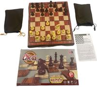 Jeu d'échecs magnétique - Plastique avec aspect bois - Pliable avec fermeture - 61mm King