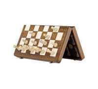 Jeu d'échecs magnétique - Plateau de Jeu Pliable en Bois, Dames et échecs adaptés aux Voyages, Ensemble de stratégie Compact, Casse-tête Portable Durable, Jeux de Table de Divertissement