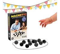 Jeu d'échecs magnétique portable avec aimant pour les voyages et le camping avec 40 pierres magnétiques comme cadeau pour les enfants de 9 à 14 ans - Comprend un jeu de puzzle Checkers géométriques