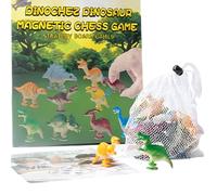 Jeu d'Échecs Magnétiques Dinosaures - Coffret de Voyage Complet avec 20 Figurines, Plateau et Sac | Jeu de Stratégie Portable pour et Adultes | Idéal en Voiture, Train, Camping, Cadeau d'Anniv