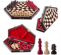 Jeu d'échecs - Master of Chess - Unique 3 PLAYERS CHESS - Échiquier hexagonal en bois - 3 joueurs - Élégant