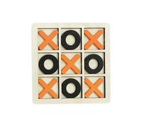 Jeu d'échecs Planche en Bois Tic Tac Toe, Jeu de Table, Jouet Classique for Famille, Puzzle for Enfants, Jouets éducatifs echiquier(Orange-Black)