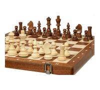 Jeu d'échecs pliant en marqueterie de bois d'acajou et d'érable - de taille 4 (38x38cm)