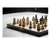 Jeu d'échecs - SUNRISE CHESS & GAMES - ROYAL MAXI - Pièces hêtre & bois de charme - Roi 65 mm - Échiquier pliant 31x31 cm