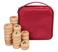 Jeu d'échecs Traditionnel Chinois Xiangqi for 2 Joueurs - Jeu de société de Voyage Portable avec pièces en hêtre et Plateau en Cuir(4.8cm/1.9in)