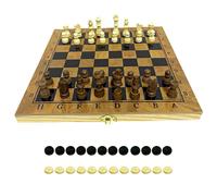 Jeu D'échecs Vintage Pliable 3 En 1, 29.5cm, Jeu De Dames De Backgammon En Bois Massif, Échiquier Fait À La Main, Cadeau Pour Enfants