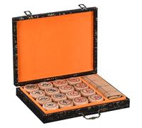 Jeu d'échecs Xiangqi for 2 Joueurs - Jeu de stratégie éducatif avec Coffret Cadeau et échiquier en Cuir(Beechwood,5.8cm/2.3in)