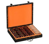 Jeu d'échecs Xiangqi for 2 Joueurs - Jeu de stratégie éducatif avec Coffret Cadeau et échiquier en Cuir(Blood Sandalwood,5.8cm/2.3in)