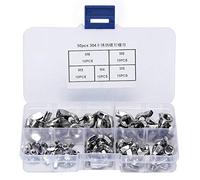 Jeu d'écrou papillon, 50 pièces Écrou papillon en acier inoxydable Écrou à oreilles serré à la main M3 M4 M5 M6 M8 Kit de fixation comprend 5 types d'écrou différents